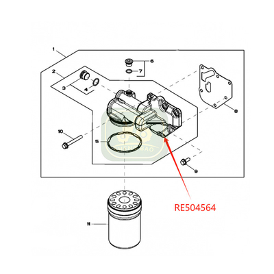 System silnika RE504564 R502505 Głowa filtra oleju dla ciągników